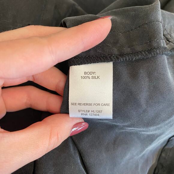 Heartloom Silk Buttoned Blazer Womens Size XS Gray Black Business Luxury - Picture 8 of 9